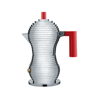 Alessi Ciśnieniowy zaparzacz do kawy Pulcina – kolor srebrny z czerwoną rączką pojemność 300 ml zdjęcie wariantu MDL02-6-R
