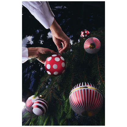 Alessi Szklana bombka choinkowa DELIGHT Pasy z kropkami - zdjęcie 4