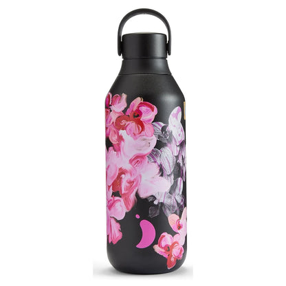 Chilly's Bottles Butelka termiczna Series 2 500 ml wzór kwiaty - zdjęcie główne kolor czarny