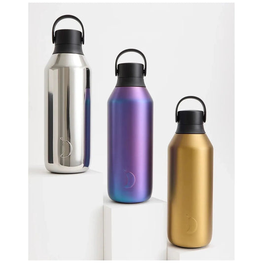 Chilly's Bottles Butelka termiczna Series 3 500 ml metaliczna – kolor chromowany – Chrome Halo – widok numer 2