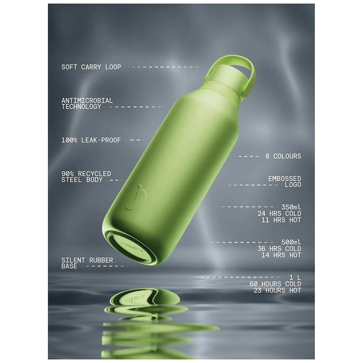 Chilly's Bottles Butelka termiczna Series 3 500 ml tłoczona – kolor granatowy – Soundwave Reef – widok numer 5