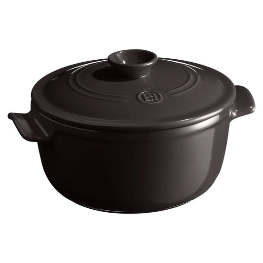 Emile Henry Okrągły garnek ceramiczny 2.5 litra - zdjęcie główne kolor czarny