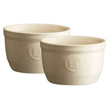 Emile Henry Zestaw dwóch miseczek do zapiekania typu ramekin N°9 - wariant kolor beżowy