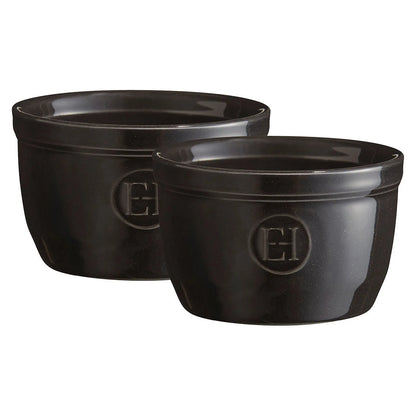 Emile Henry Zestaw dwóch miseczek do zapiekania typu ramekin N°9 - wariant kolor czarny