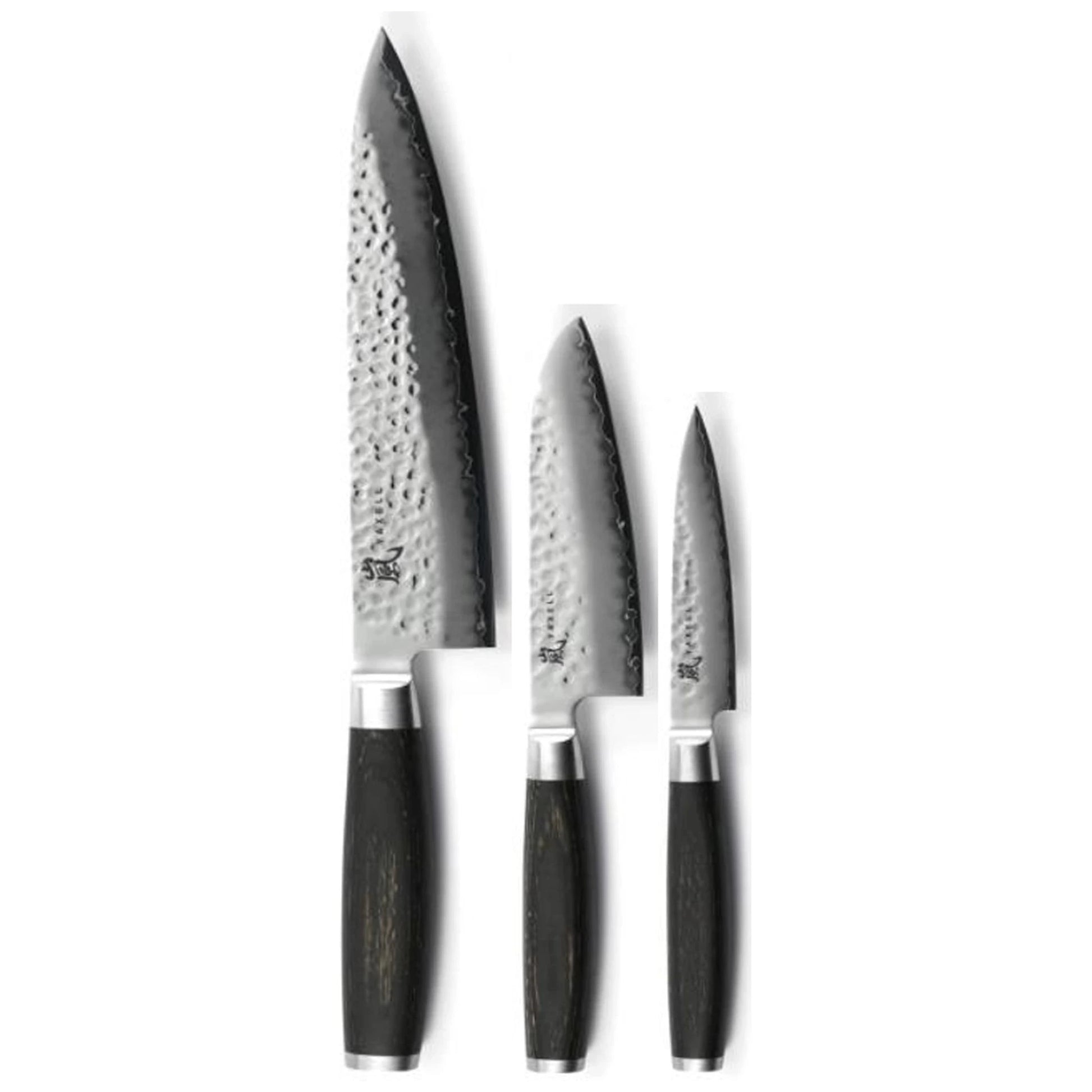 Zestaw 3 japońskich noży kuchennych Taishi: szefa kuchni, santoku mały, do obierania widok główny