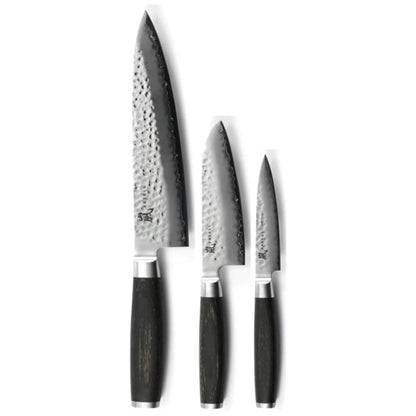 Zestaw 3 japońskich noży kuchennych Taishi: szefa kuchni, santoku mały, do obierania widok główny