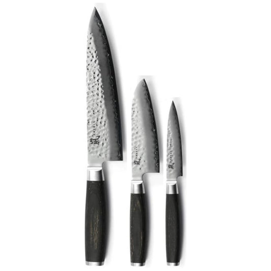 Zestaw 3 japońskich noży kuchennych Taishi: szefa kuchni, santoku mały, do obierania widok główny
